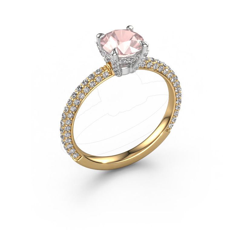 Engagement ring Saskia RND 2 585 gold morganite champagne 7 mm