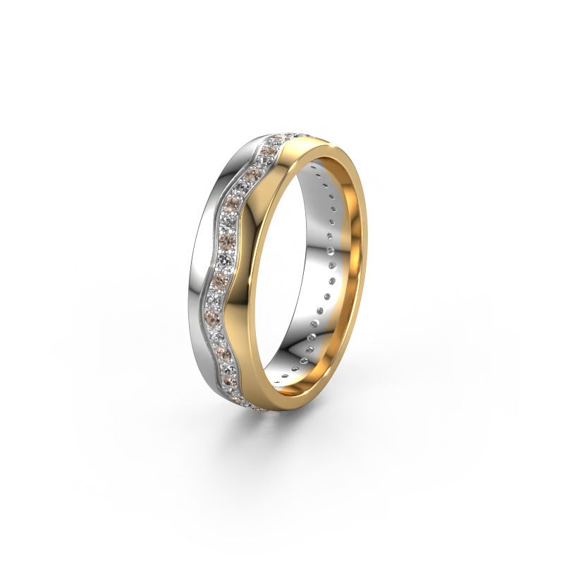 Wedding ring WH0803L25AP 585 white gold brown diamond ±5x1.7 mm