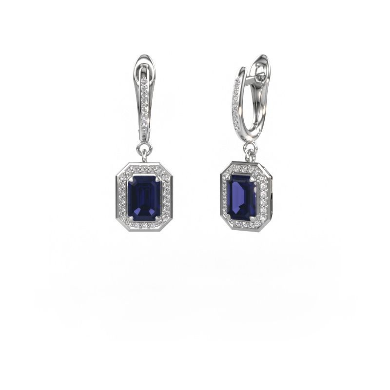 Oorhangers Dodie 2 950 platina saffier 6.5x4.5 mm