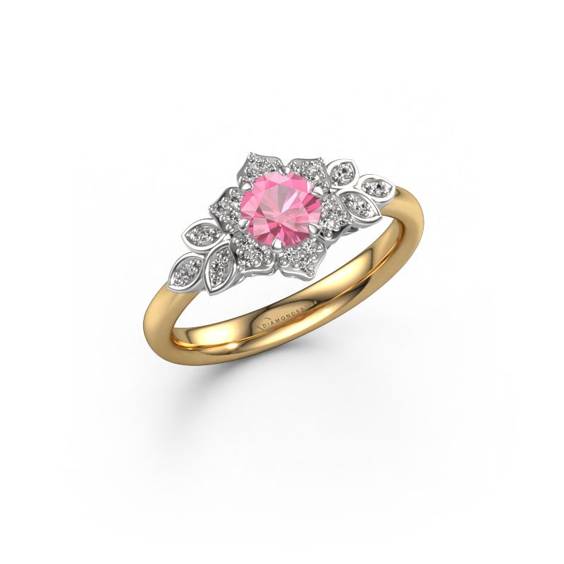 Verlovingsring Tatjana 585 goud roze saffier 5 mm