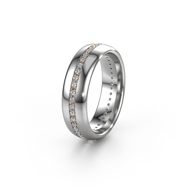 Wedding ring WH0103L36BP 585 white gold brown diamond 0.44 crt ±0.24x0.08 in