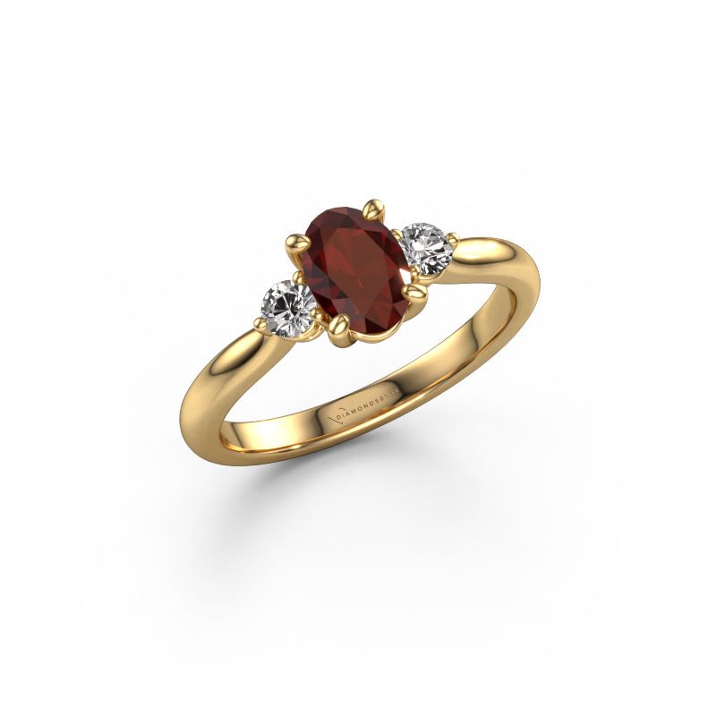 Bague de fiançailles Lieselot OVL 585 or jaune grenat 7x5 mm