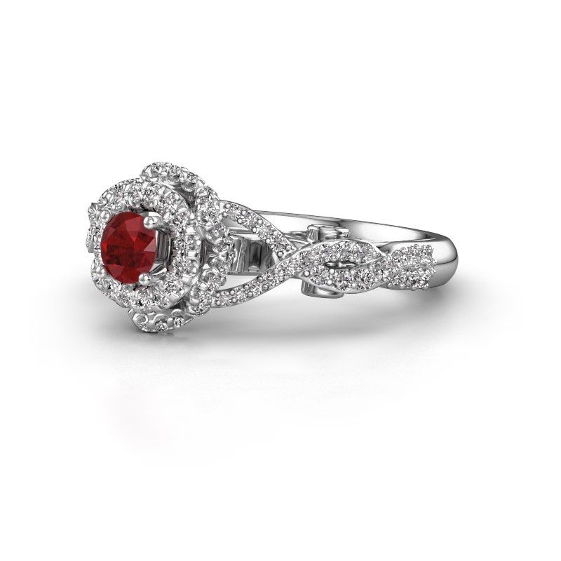 Afbeelding van Verlovingsring Cathryn<br/>585 witgoud<br/>Robijn 4 mm