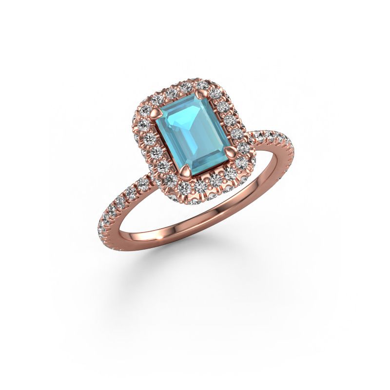 Verlobungsring Talitha EME 585 Roségold Blau Topas 7x5 mm