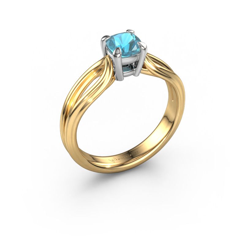 Verlobungsring Antonia cus 1 585 Gold Blau Topas 5 mm