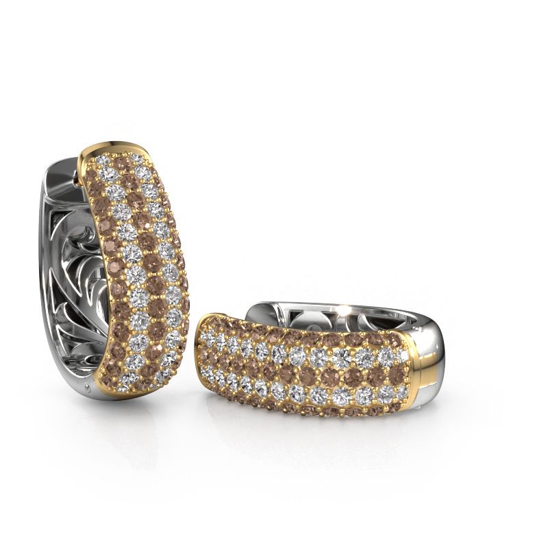 Hoop earrings Danika 12.5 B 585 gold brown diamond 2.307 crt