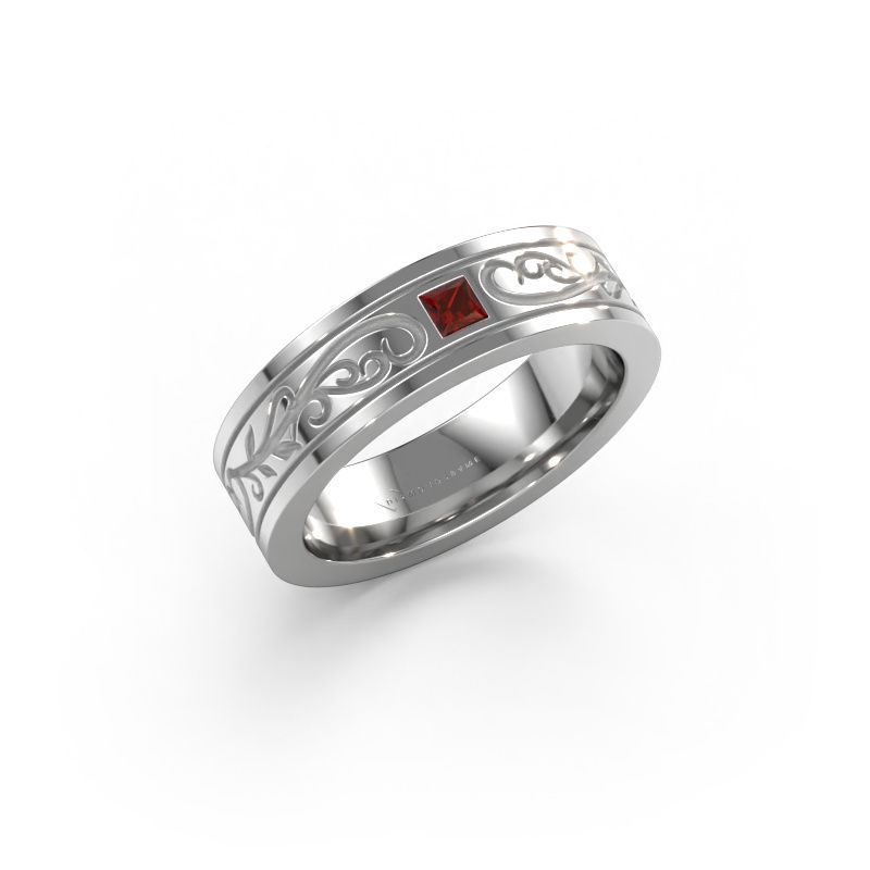 Men's ring Matijs 585 white gold garnet 3 mm