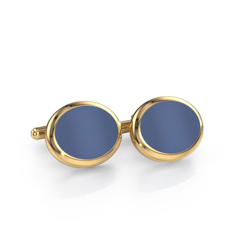 Manchetknopen Mario 585 goud blauw lagensteen 15x12 mm
