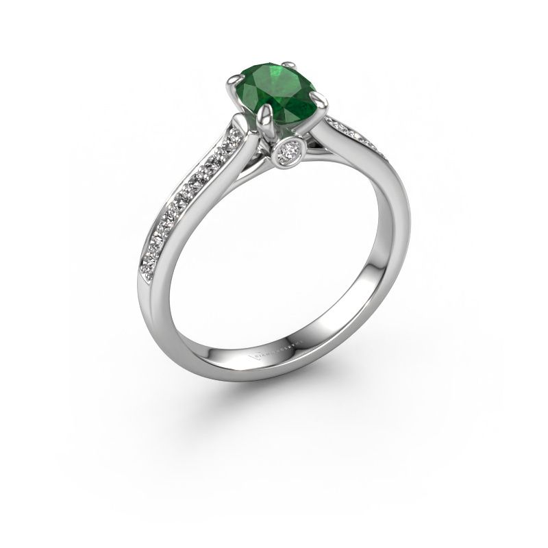 Verlovingsring Valorie ovl 2 585 witgoud smaragd 7x5 mm