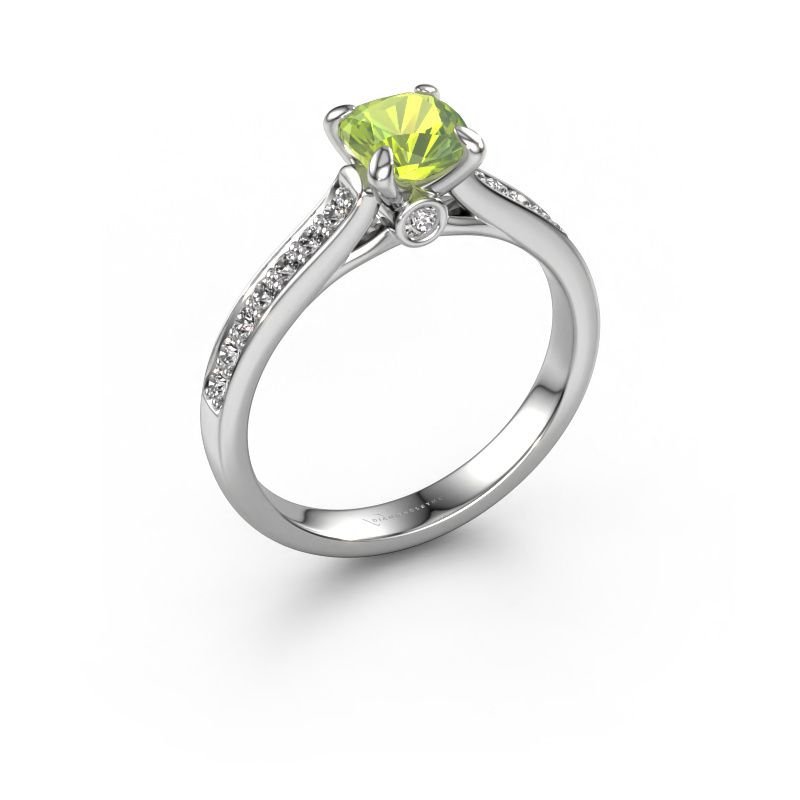 Verlovingsring Valorie cus 2 950 platina peridoot 5.5 mm