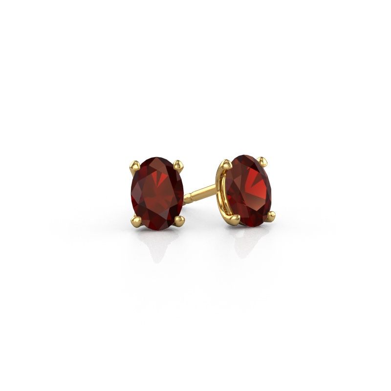 Clous d'oreilles Sam OVL 585 or jaune grenat 7x5 mm