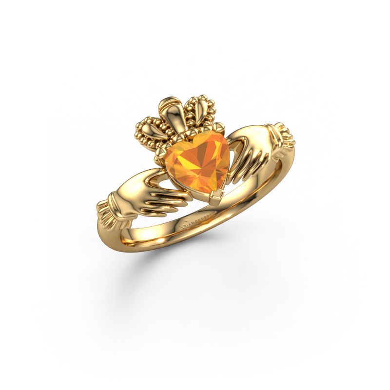 Ring Claddagh 2 585 gold citrin 6 mm