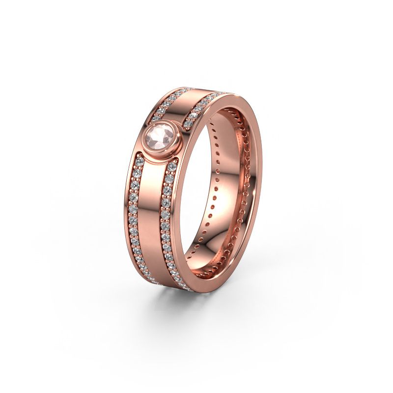 Wedding ring WH2044P 585 rose gold morganite champagne ±6x2 mm