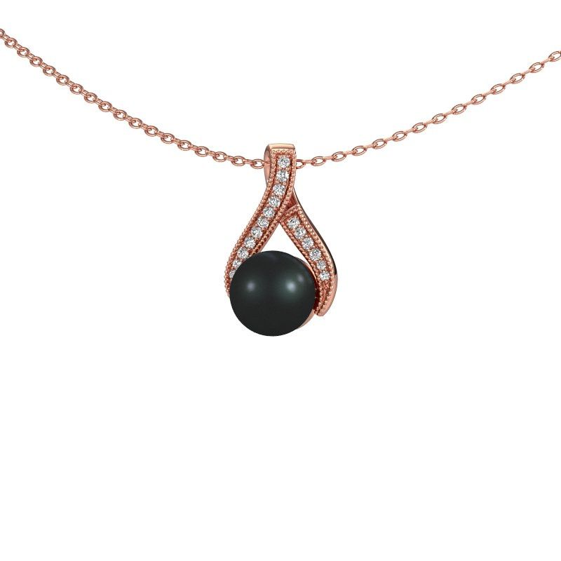 Pendant Kasha 585 rose gold black pearl 5 mm