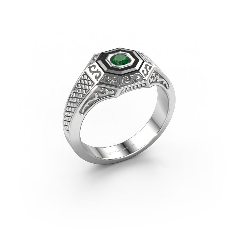 Men's ring Dion 585 white gold emerald 4 mm