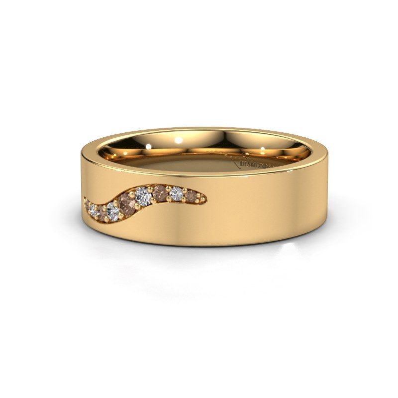 Afbeelding van Trouwring WH2053L16BP<br/>585 goud ±6x2 mm<br/>Bruine diamant