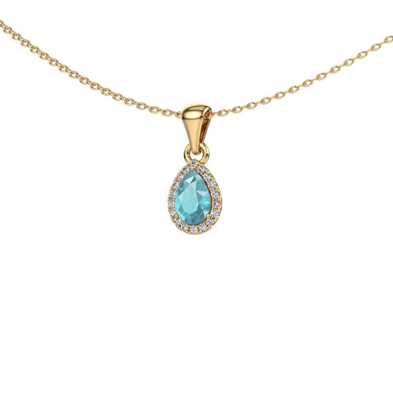 Pendant Seline per 585 gold blue topaz 6x4 mm