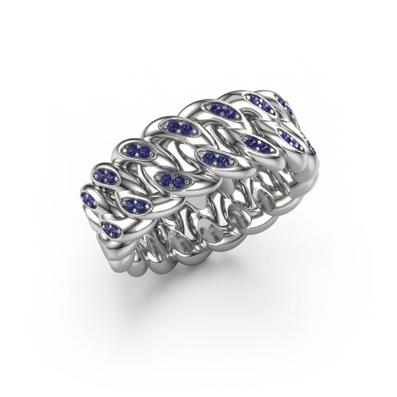 Heren ring Redouan 2 585 witgoud saffier 1.1 mm