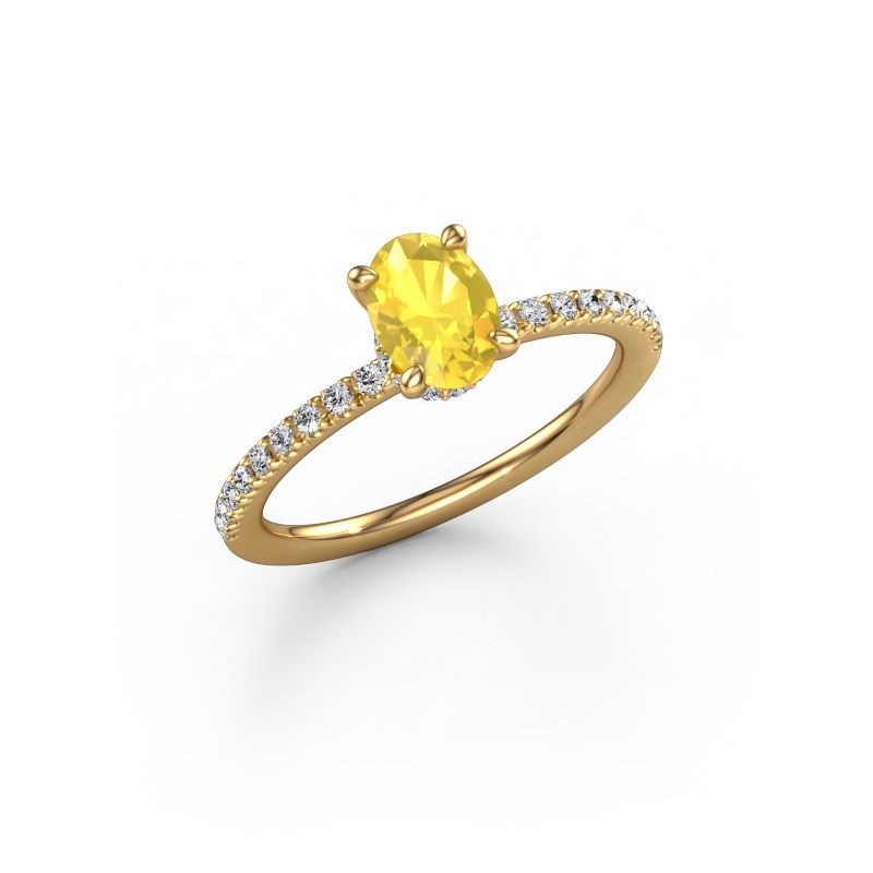 Bague de fiançailles Crystal OVL 4 585 or jaune saphir jaune 7x5 mm