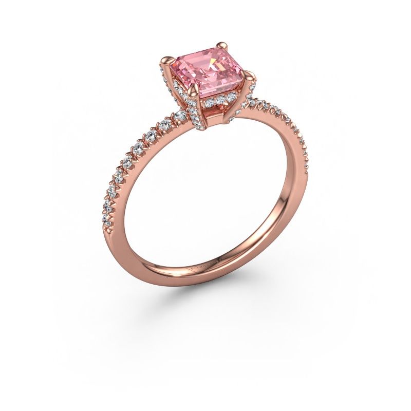 Engagement ring Saskia 1 ASH 585 rose gold pink lab grown diamond 5.5 mm