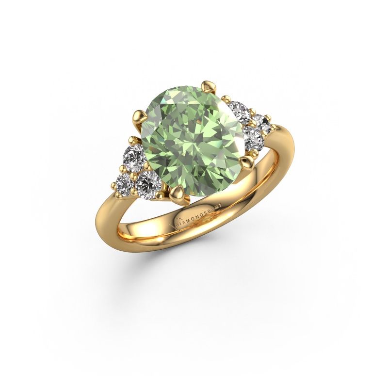 Engagement ring Aleida OVL 1 585 gold green lab grown diamond 9x7 mm