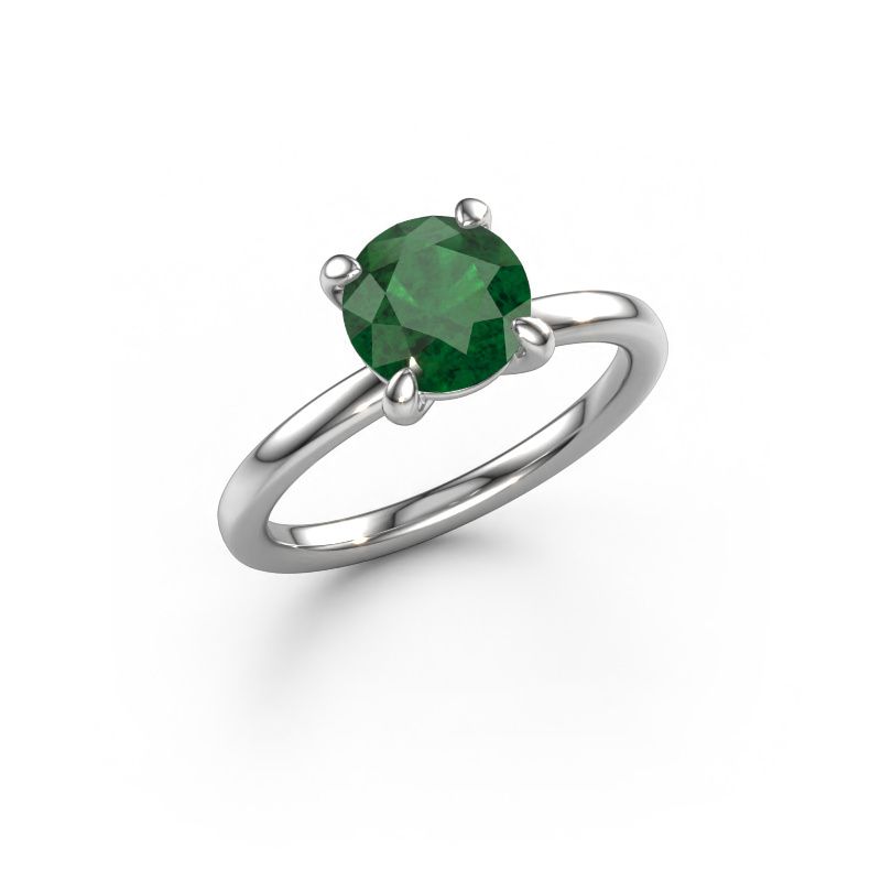 Verlobungsring Simone RND 1 950 Platin Smaragd 7.3 mm