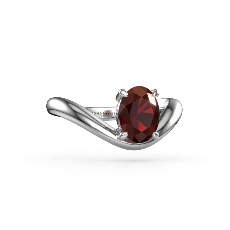 Verlobungsring Femke OVL 950 Platin Granat 8x6 mm