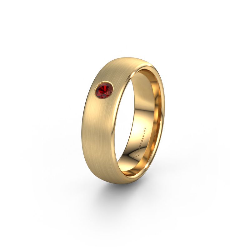 Wedding ring WH0101L36BM 585 gold garnet ±6x2 mm