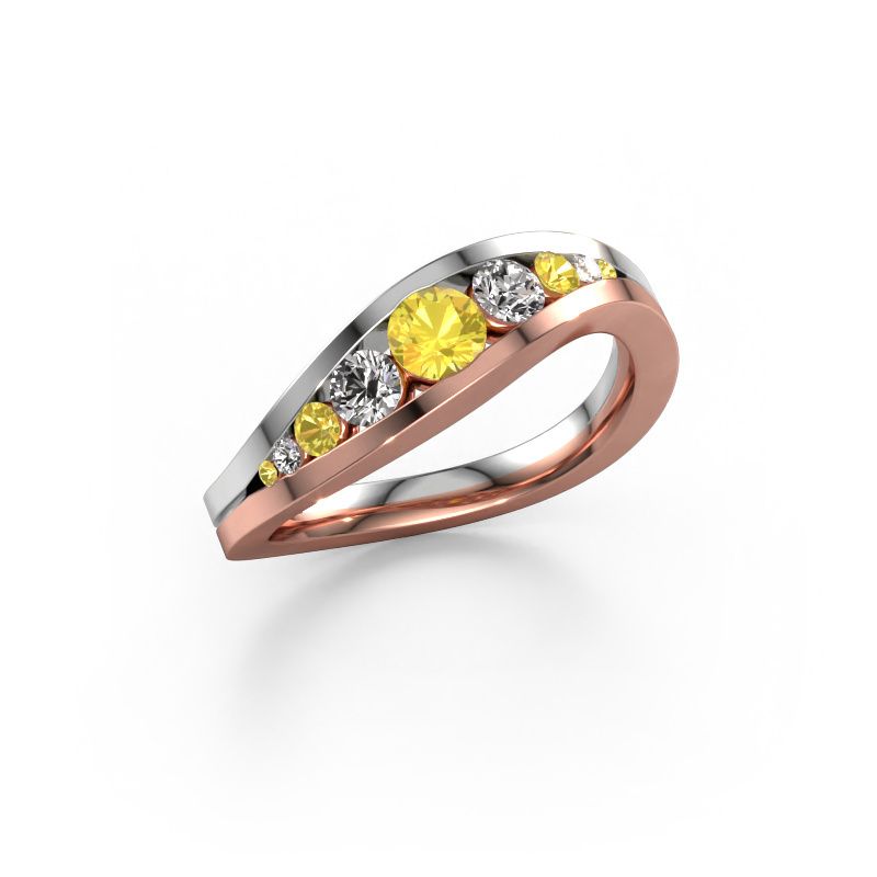 Ring Sigrid 2 585 rosé goud gele saffier 4 mm
