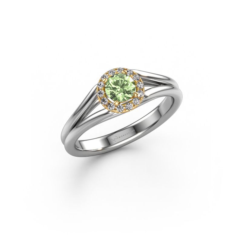 Bild von Verlobungsring Verla rnd 1 585 Weißgold grüner Labor-Diamant 4.7 mm