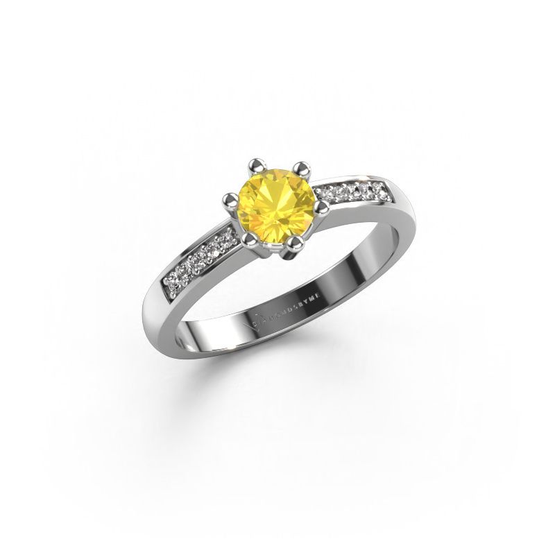 Engagement ring Luna 2 950 platinum yellow sapphire 5 mm