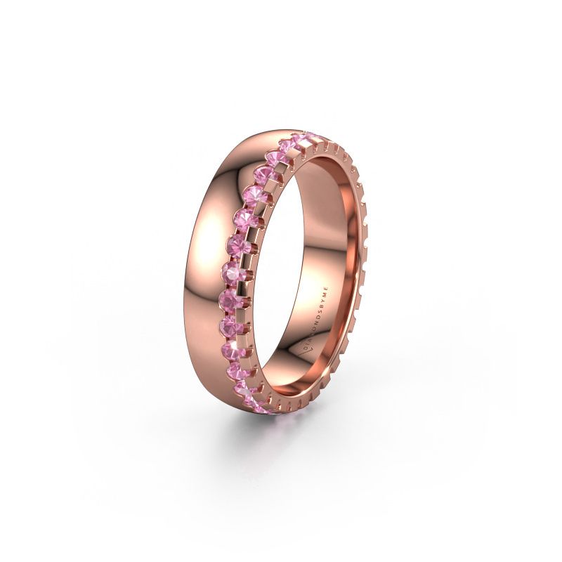 Wedding ring WH6122L25B 585 rose gold pink sapphire ±5x2 mm