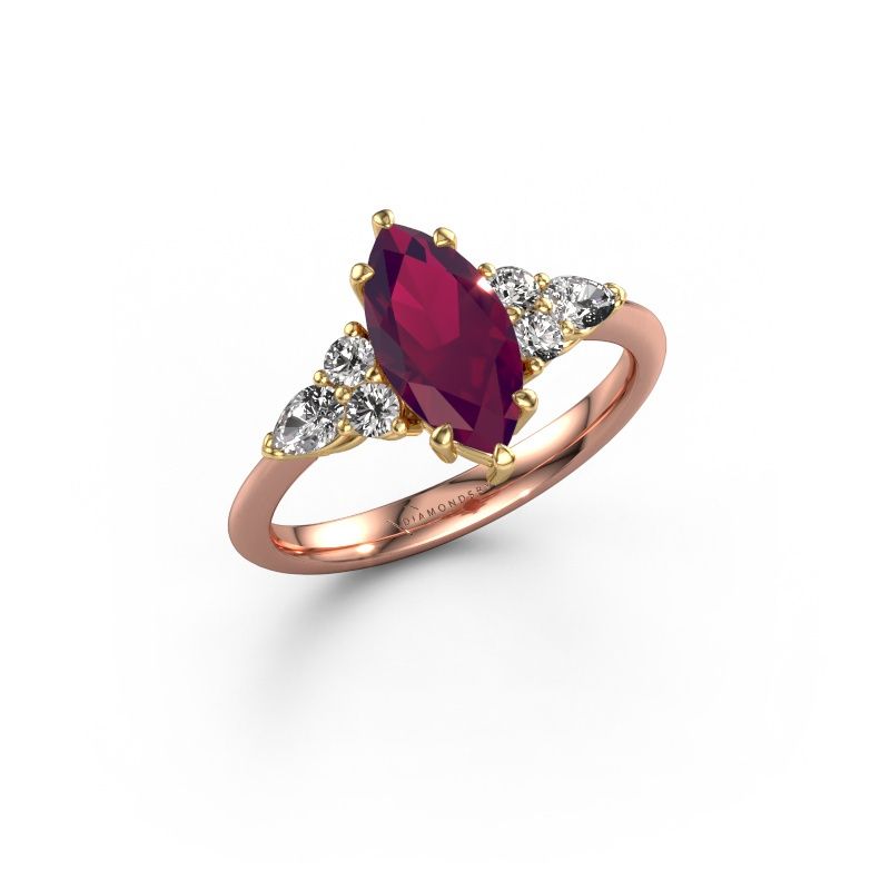 Verlovingsring Melani MRQ 585 rosé goud rhodoliet 11x5.5 mm