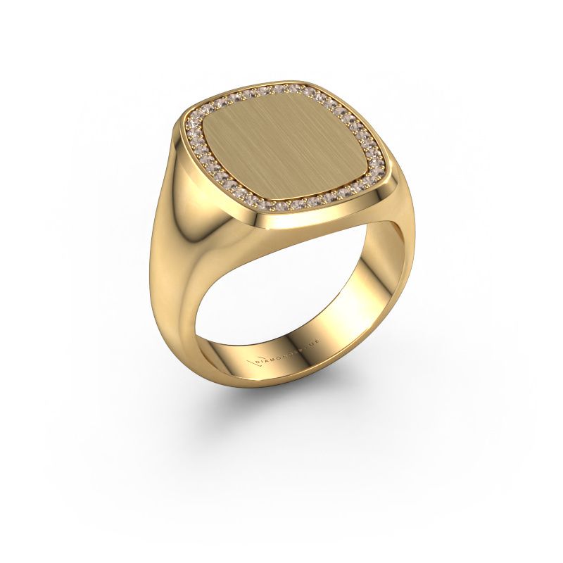 Men's ring Floris Cushion 4 585 gold brown diamond 0.278 crt