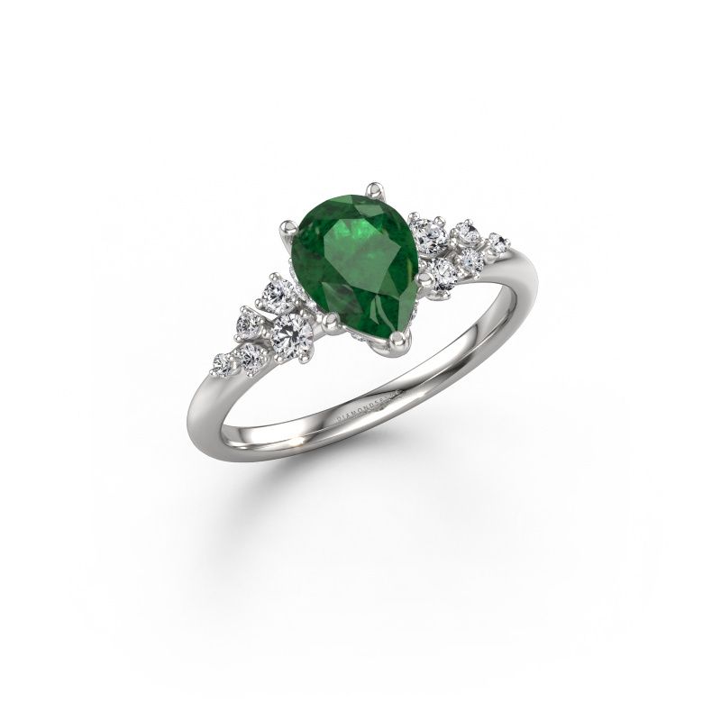 Verlobungsring Emma PER 950 Platin Smaragd 8x6 mm