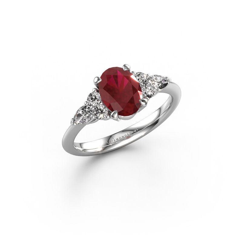 Engagement ring Melani OVL 950 platinum ruby 8x6 mm