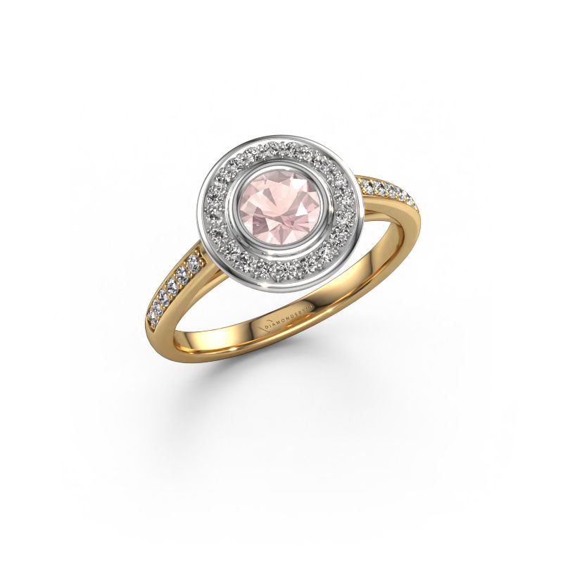 Engagement ring Noud 2 RND 585 gold morganite champagne 5 mm