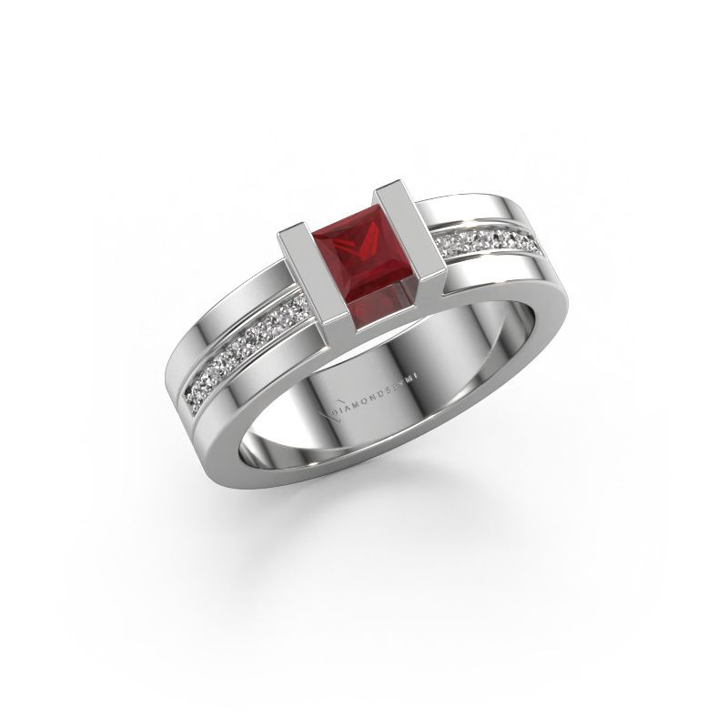 Bague de fiançailles Desire 585 or blanc rubis 4 mm