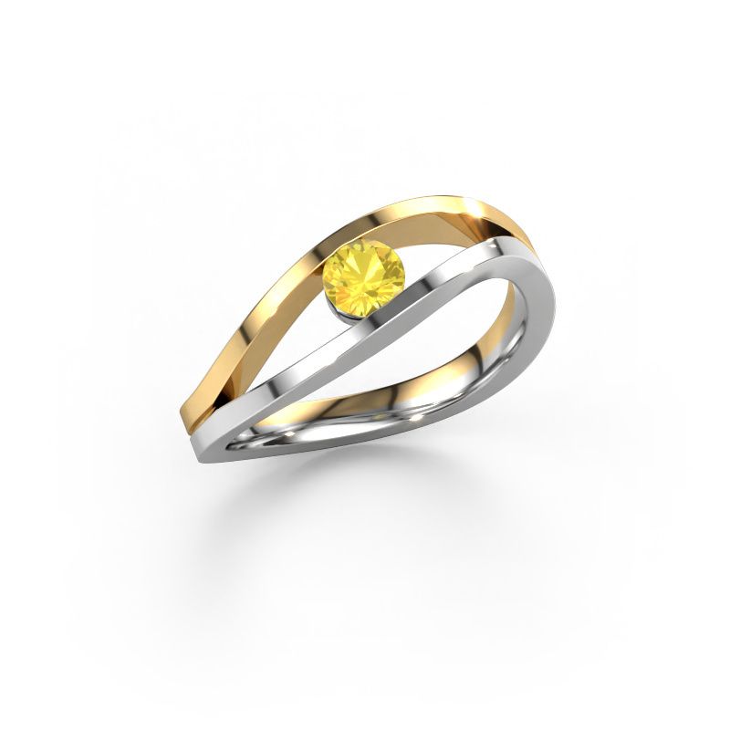 Ring Sigrid 1 585 Weißgold Gelb Saphir 4 mm