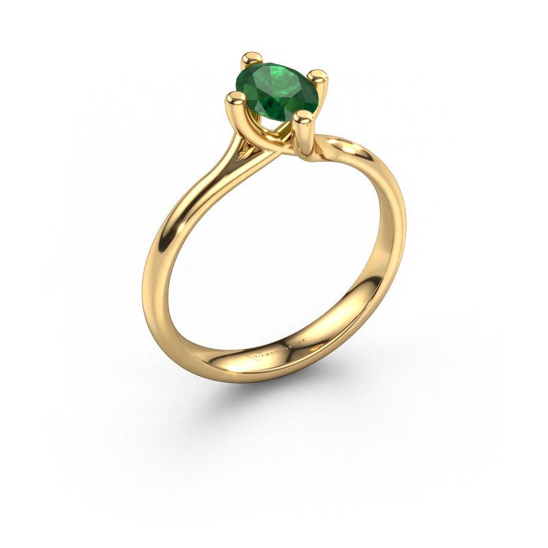 Engagement ring Dewi Oval 585 gold emerald 7x5 mm