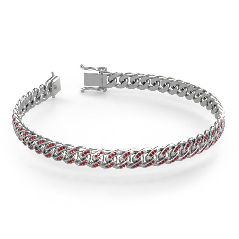 Cuban armband ±8 mm witgoud robijn