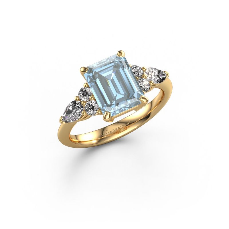 Promise ring Melani EME 585 gold blue lab grown diamond 9x7 mm