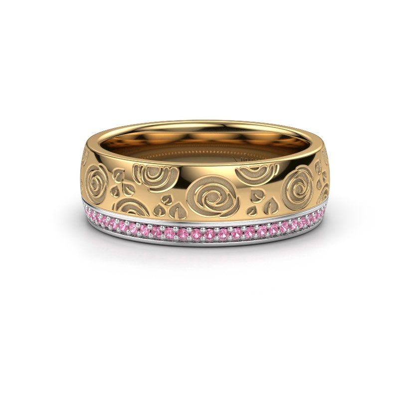 Image of Wedding ring WH2066L27D<br/>585 gold ±7x2.4 mm<br/>Pink sapphire 1 mm