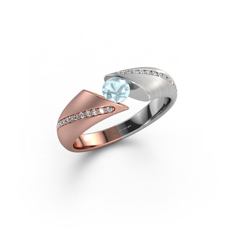 Engagement ring Hojalien 2 585 rose gold aquamarine 4.2 mm