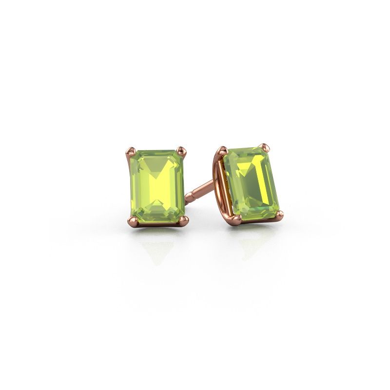 Clous d'oreilles Sam EME 585 or rose péridot 7x5 mm
