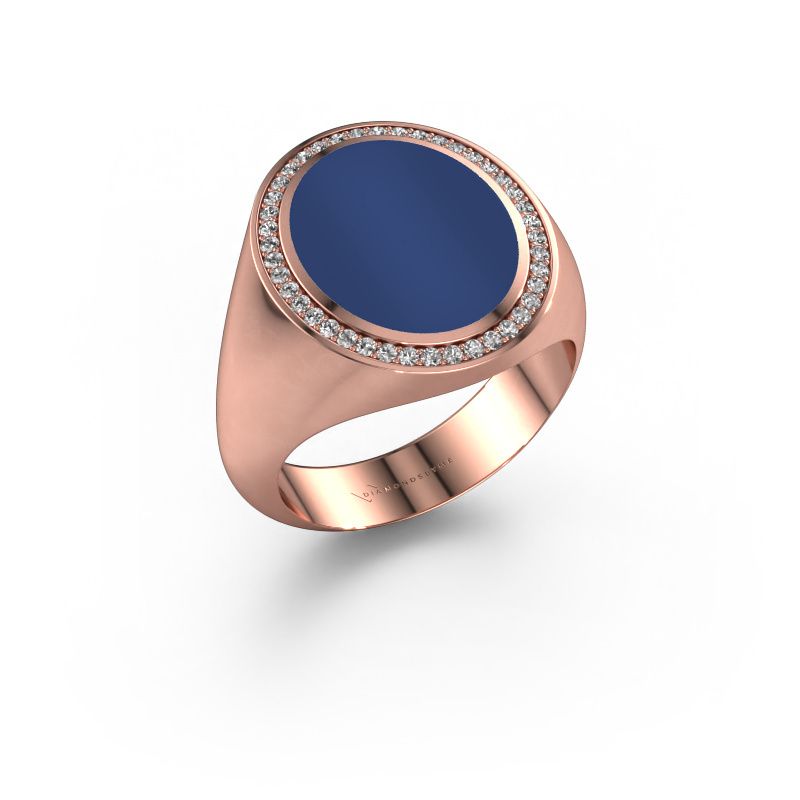 Chevalière Adam 4 585 or rose lapis lazuli 15x12 mm
