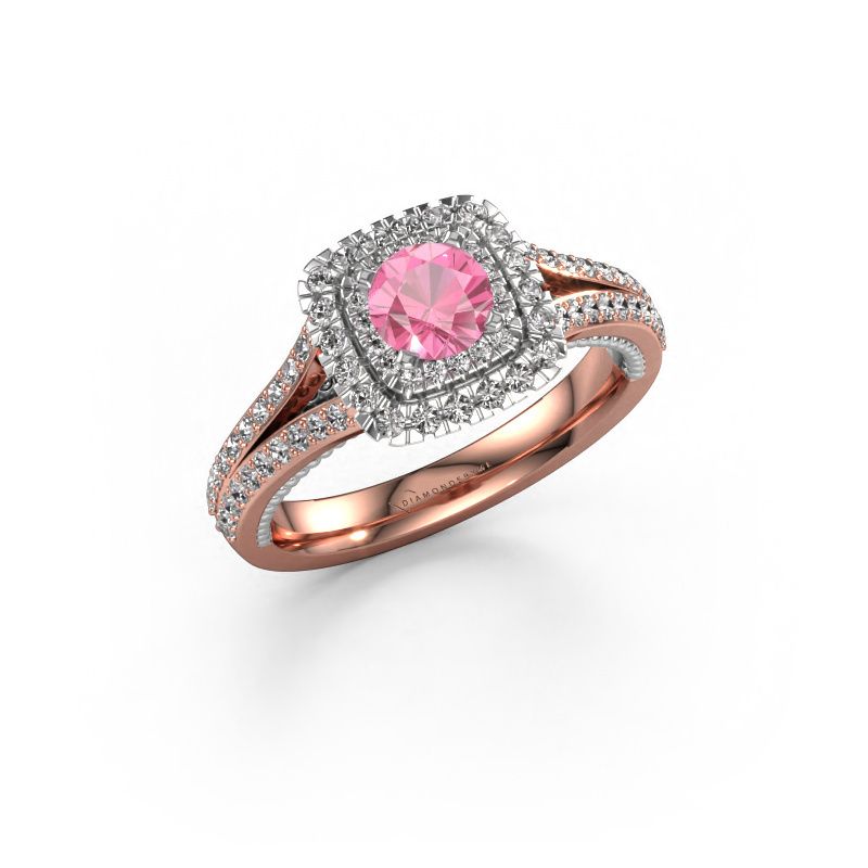 Anillo de compromiso Annette 585 oro rosa zafiro rosa 5 mm