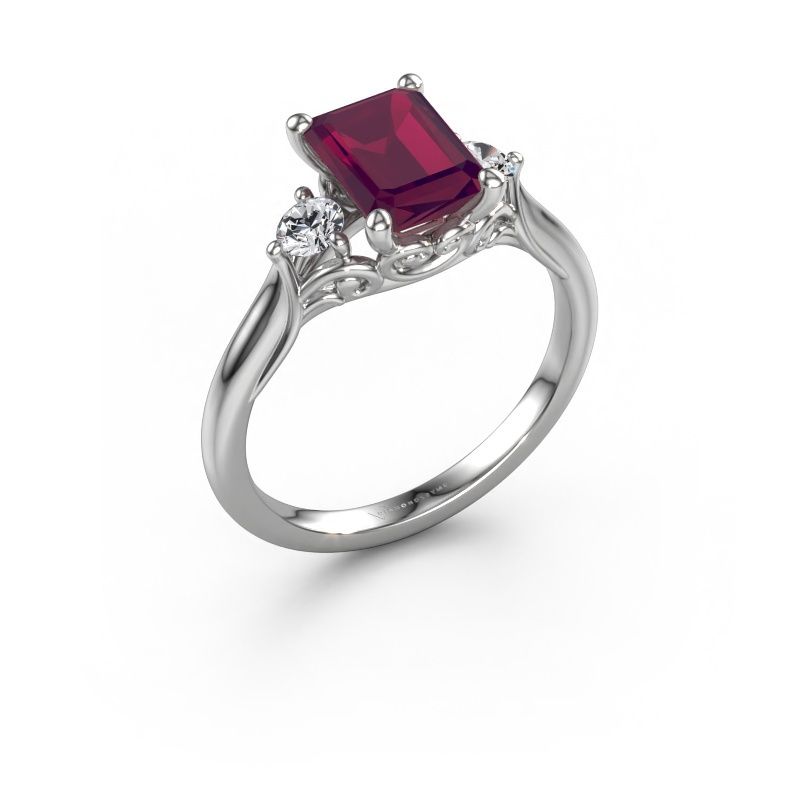 Engagement ring Laurian EME 950 platinum rhodolite 8x6 mm
