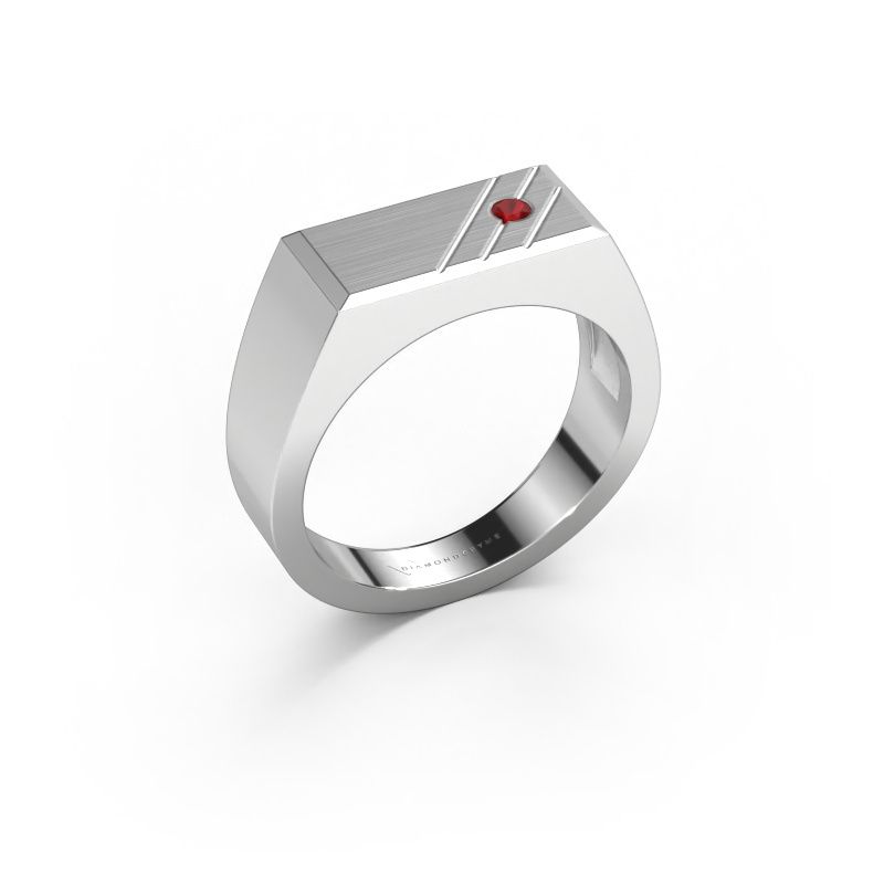 Heren ring Dree 5 585 witgoud robijn 2.4 mm