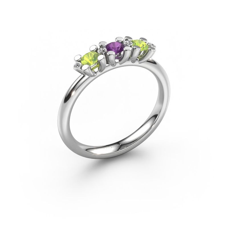 Ring Puk 2 585 witgoud amethist 3 mm
